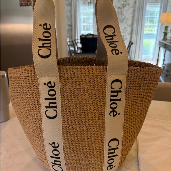 Chloe Woody White Large Basket Bag - Picture 7 of 7